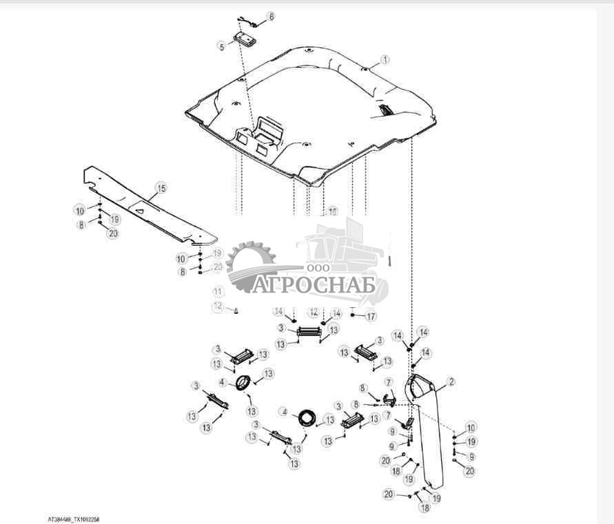 Обшивка потолка с воздухопроводом (ткань) (633810 